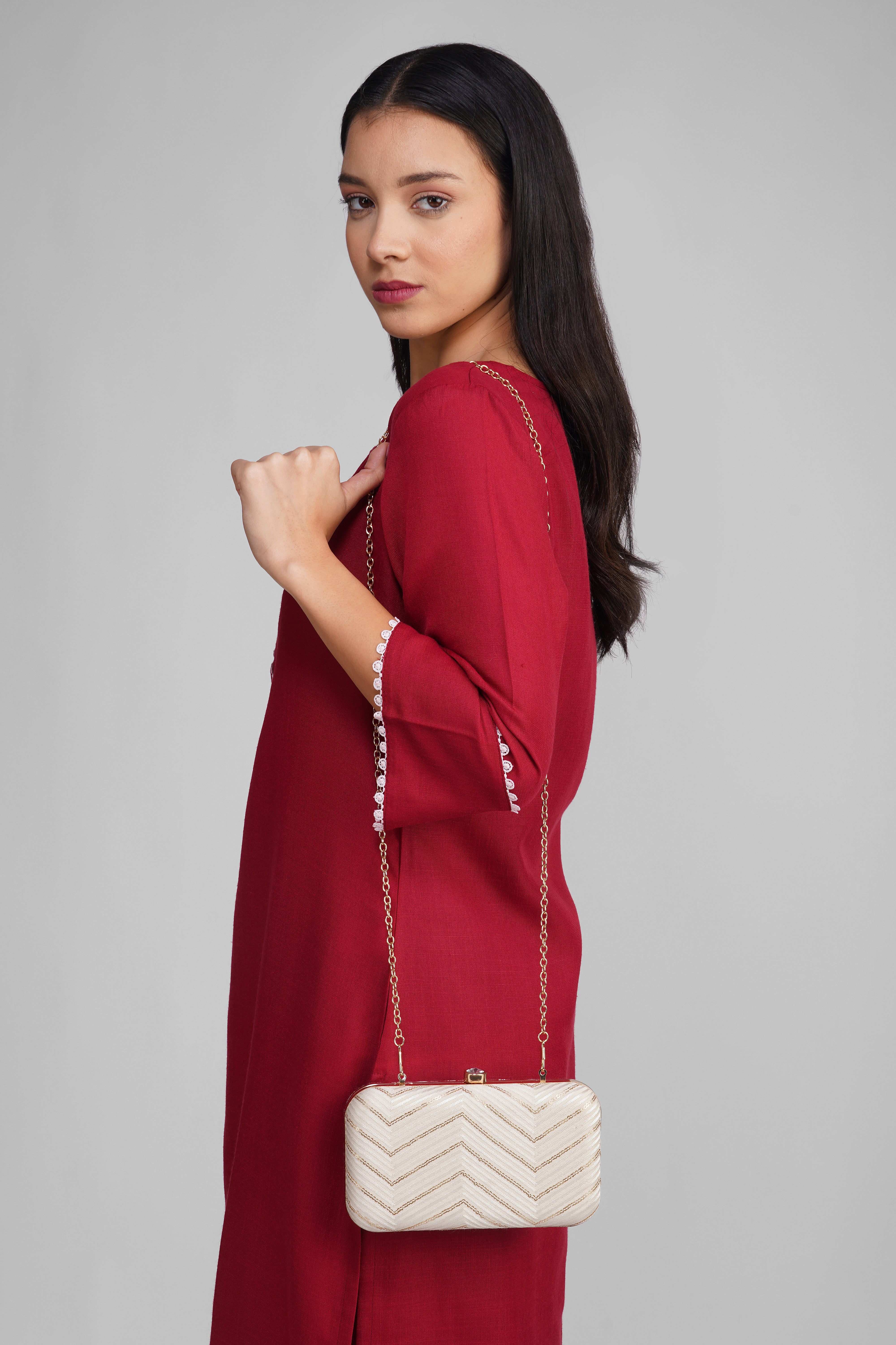 Nice-G Lucknow Loom Clutch: Graceful Traditional Legacy